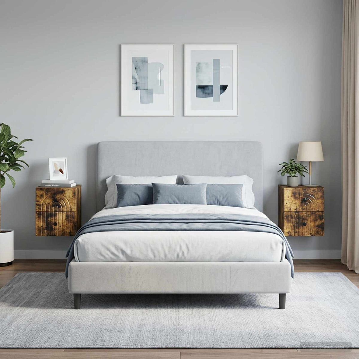 Wandbeugel Bedkast 2 pcs Gerookt eiken 33 x 34,5 x 40 cm is nu te koop bij PeponiXL, paradijselijk wonen!