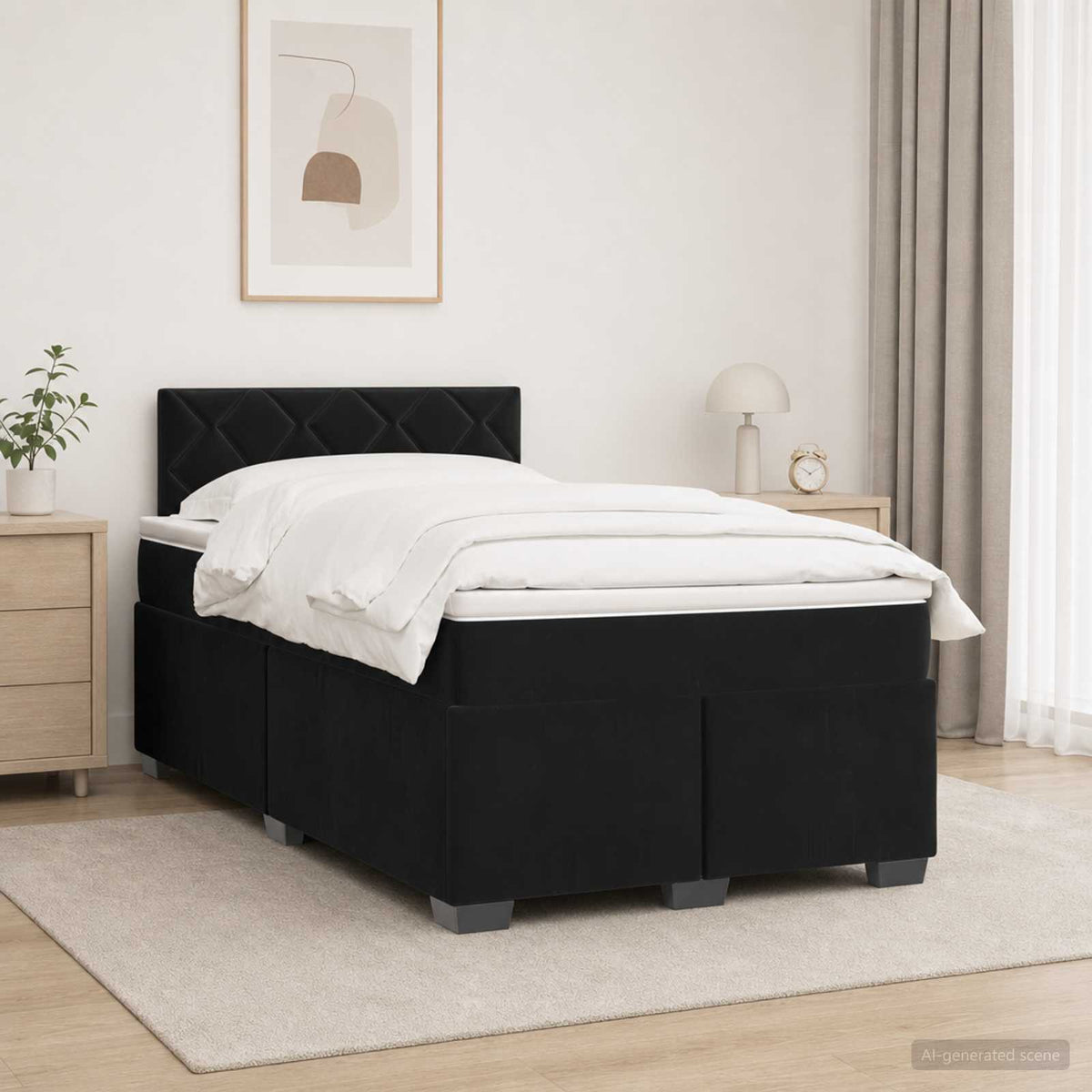 Boxspringbed met matras Zwart 120 x 190 cm Fluweel is nu te koop bij PeponiXL, paradijselijk wonen!