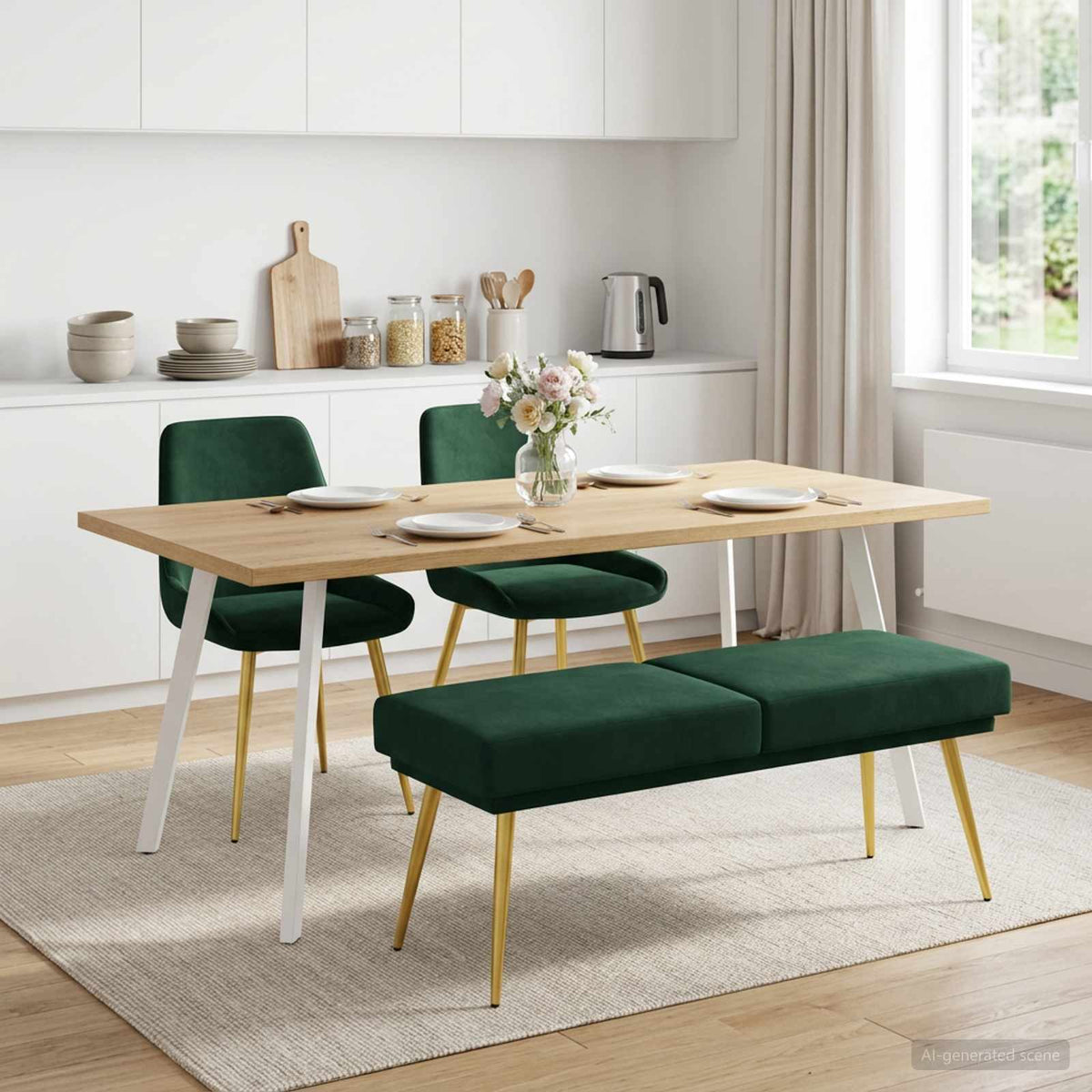 Dubbel Laagige Bank Donkergroen 120 x 45 x 46 cm fluweel is nu te koop bij PeponiXL, paradijselijk wonen!