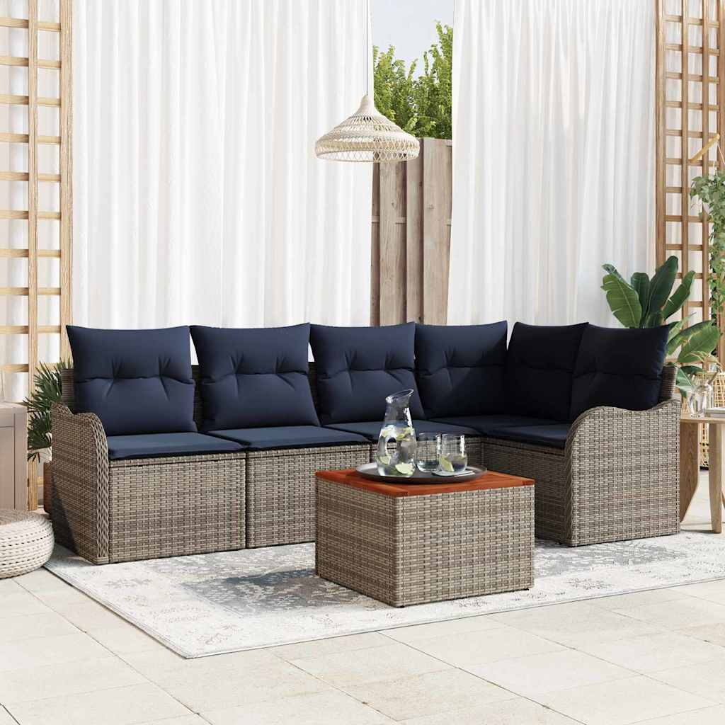 Tuinbankenset 6 st Grijs poly rattan is nu te koop bij PeponiXL, paradijselijk wonen!