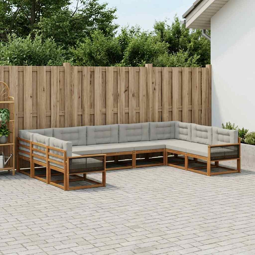 Buiten bankenset met kussen 9 pcs Naturel en lichtgrijs is nu te koop bij PeponiXL, paradijselijk wonen!