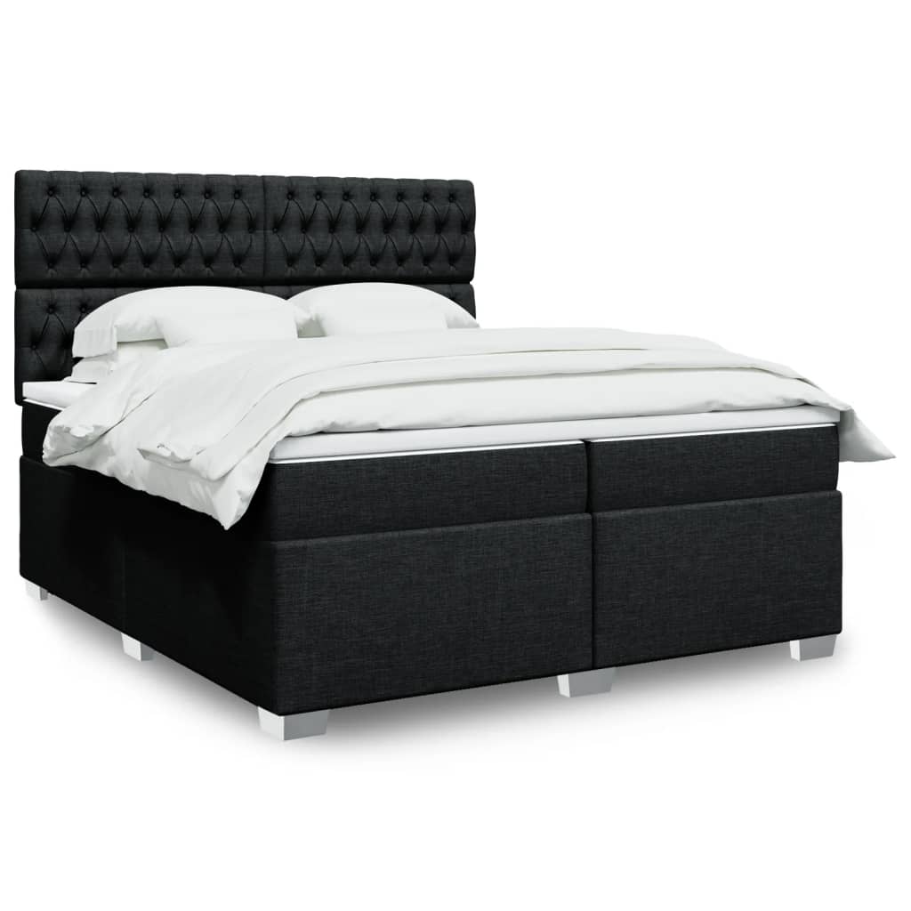 Boxspring met matras stof zwart 200x200 cm is nu te koop bij PeponiXL, paradijselijk wonen!