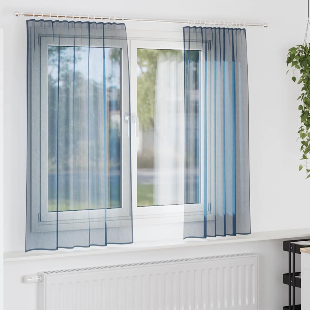 Gordijnen voile met roedezakken 2 st koningsblauw is nu te koop bij PeponiXL, paradijselijk wonen!