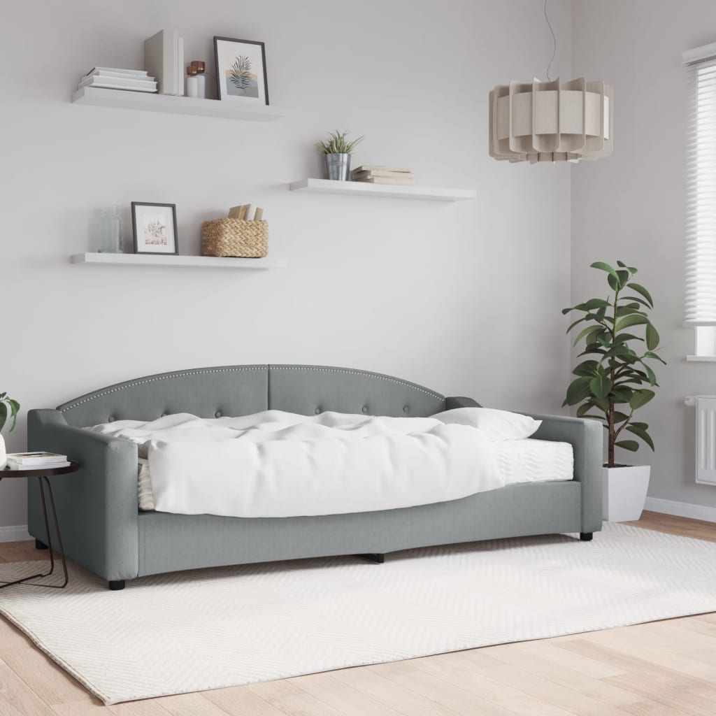 Slaapbank met matras 100x200 cm stof lichtgrijs is nu te koop bij PeponiXL, paradijselijk wonen!