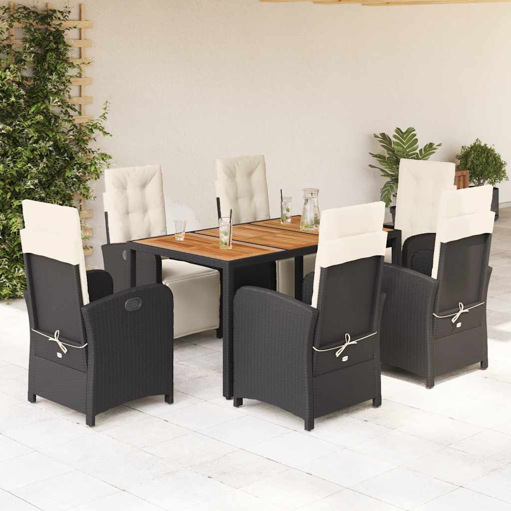 7-delige Tuinset met kussens poly rattan zwart is nu te koop bij PeponiXL, paradijselijk wonen!