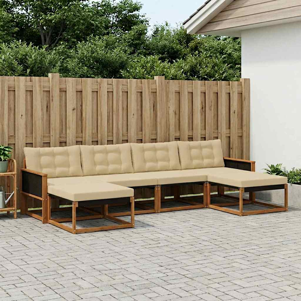 Buiten bankenset met kussen 6 pcs Natuurlijk en Beige is nu te koop bij PeponiXL, paradijselijk wonen!