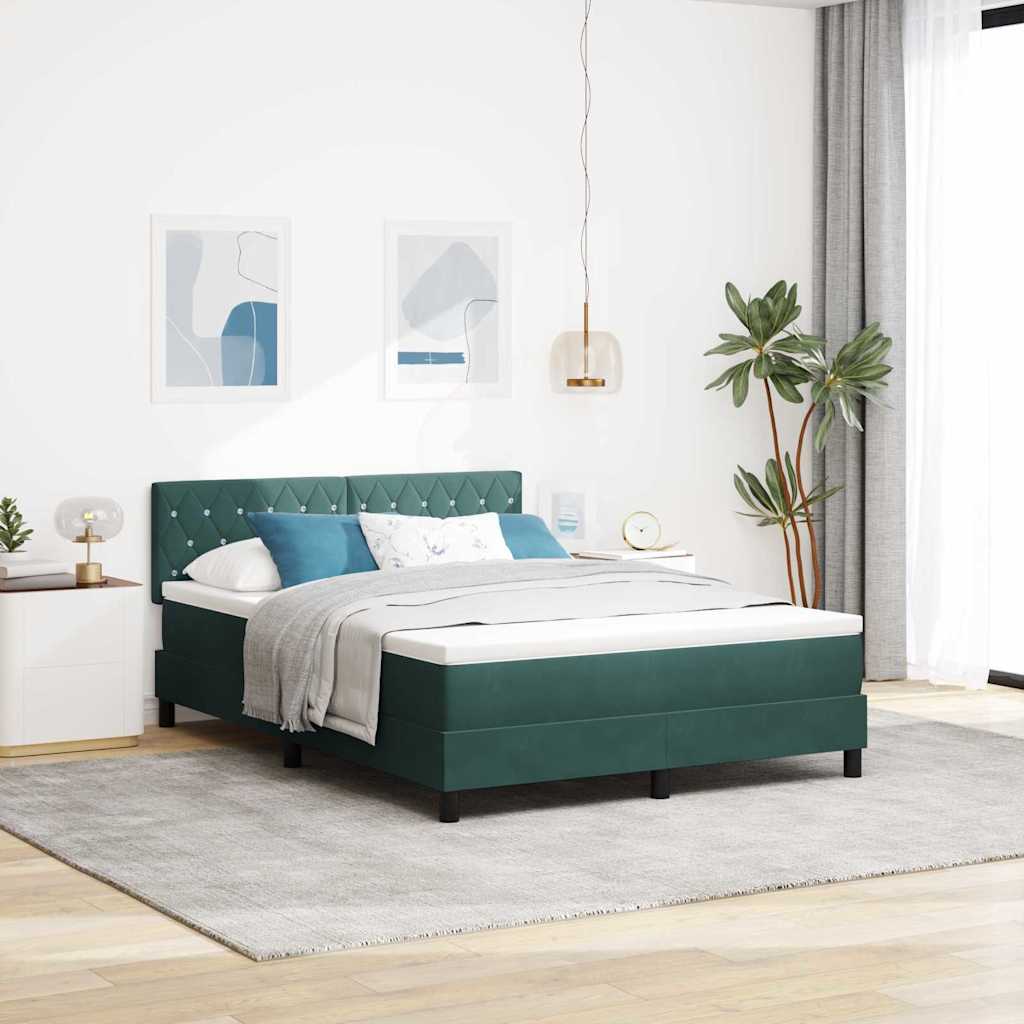 Boxspringbed met matras Donkergroen 140 x 200 cm Fluweel is nu te koop bij PeponiXL, paradijselijk wonen!