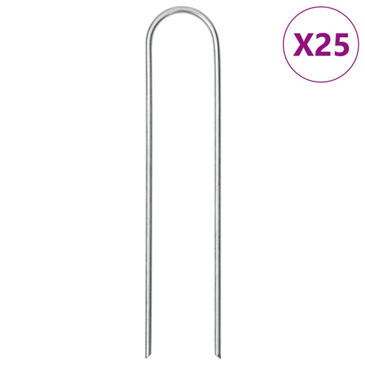 Grondharingen 25 st U-vormig 15x3,5 cm gegalvaniseerd staal is nu te koop bij PeponiXL, paradijselijk wonen!