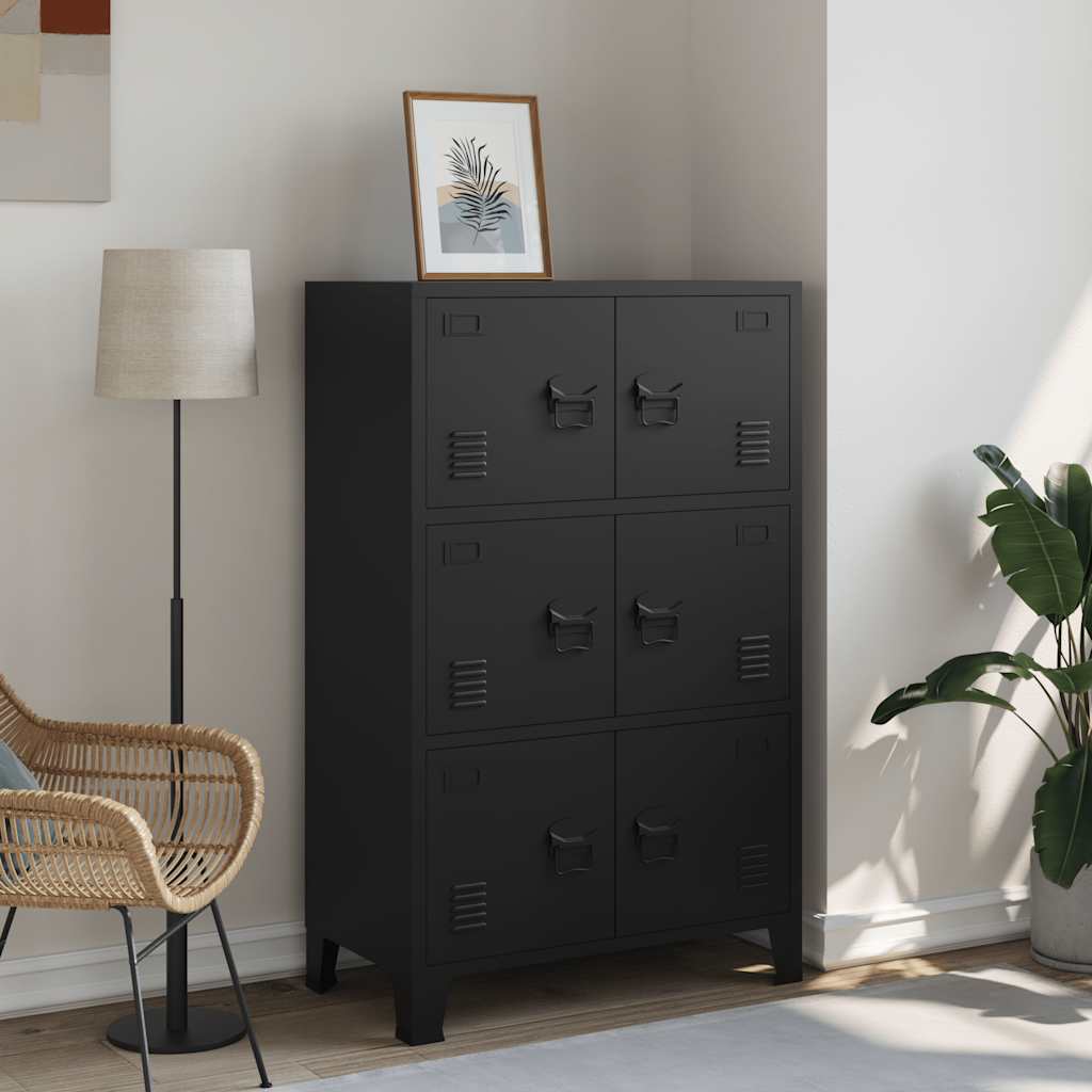 Opbergkast industrieel 75x40x120 cm staal zwart is nu te koop bij PeponiXL, paradijselijk wonen!