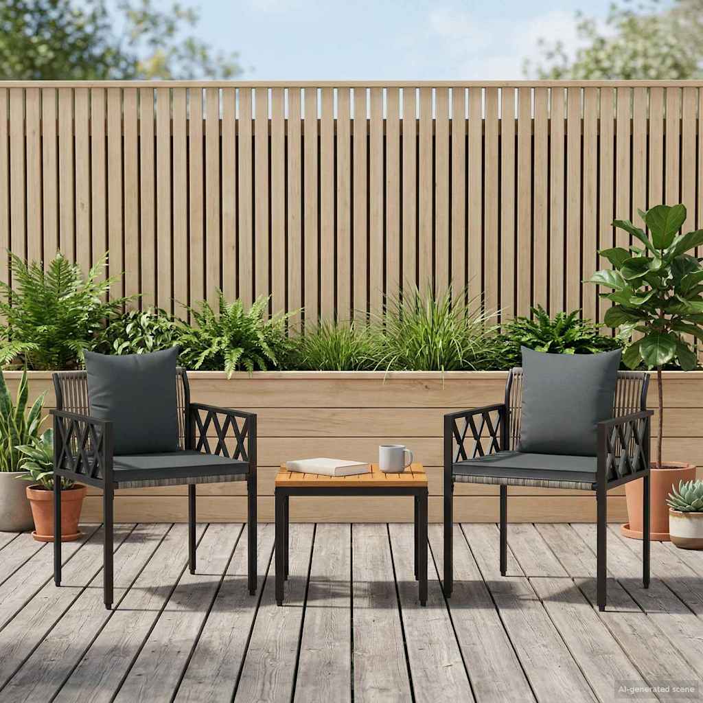 tuinmeubelset 3 pcs Grijs en Donkergrijs poly rattan is nu te koop bij PeponiXL, paradijselijk wonen!