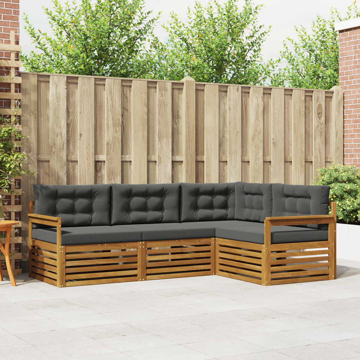 Buiten bankenset met kussen 4 pcs Natuurlijk en Antraciet is nu te koop bij PeponiXL, paradijselijk wonen!