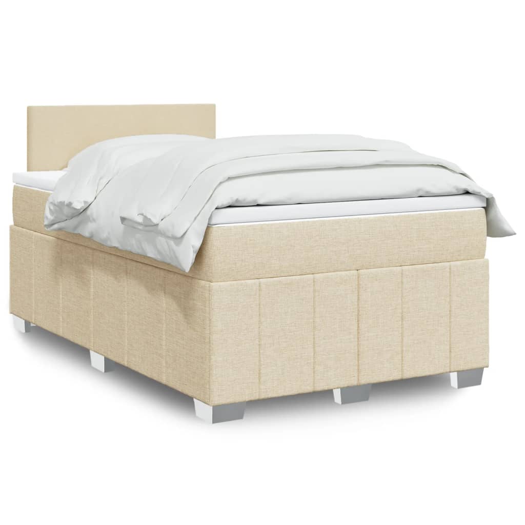 Boxspring met matras stof crèmekleurig 120x200 cm is nu te koop bij PeponiXL, paradijselijk wonen!
