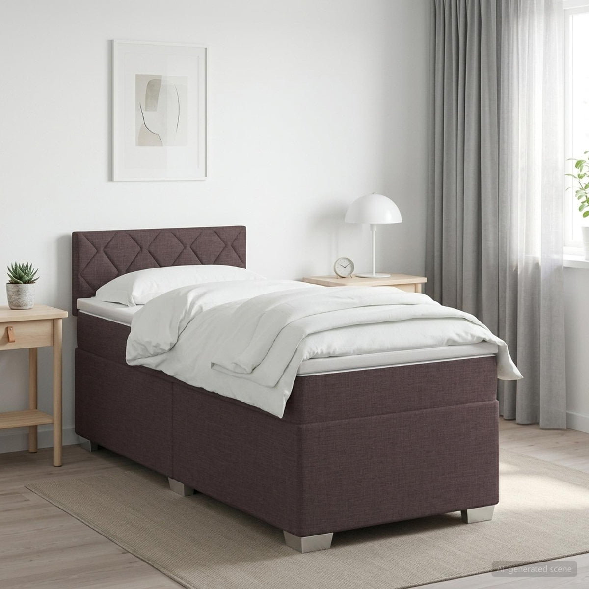 Boxspringbed met matras Donkerbruin 90 x 200 cm Stof is nu te koop bij PeponiXL, paradijselijk wonen!