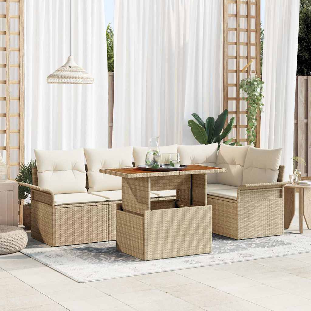 Tuin Sofa Set met kussen 6 pcs beige en crèmekleurig is nu te koop bij PeponiXL, paradijselijk wonen!