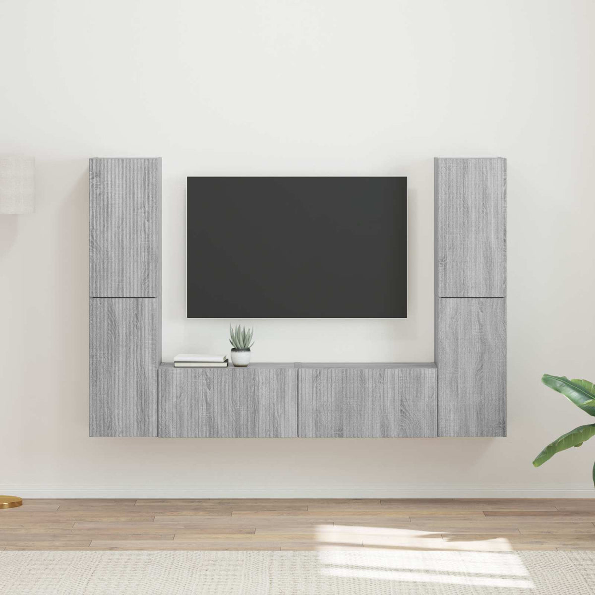 Tv-meubelset 6 pcs Grijs Sonoma Bewerkt hout is nu te koop bij PeponiXL, paradijselijk wonen!