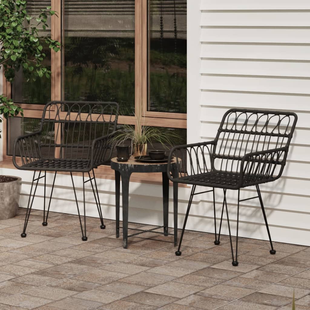 Tuinstoelen 2 st met armleuning 56x64x80 cm PE-rattan zwart is nu te koop bij PeponiXL, paradijselijk wonen!