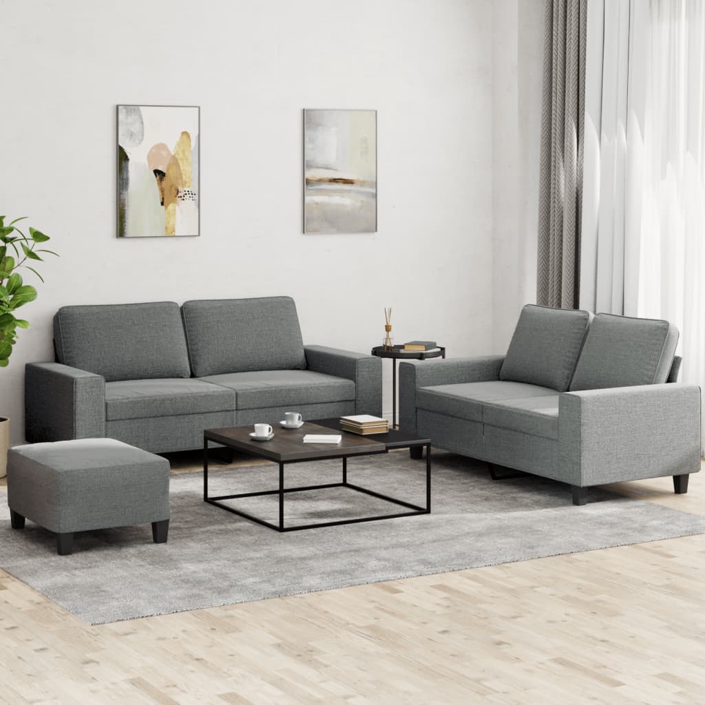 3-delige Loungeset stof donkergrijs is nu te koop bij PeponiXL, paradijselijk wonen!