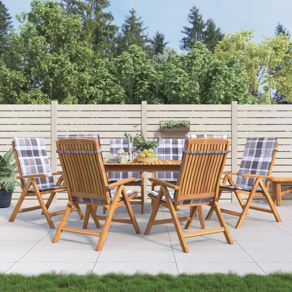 Tuinstoelen 6 st verstelbaar met kussens massief teakhout is nu te koop bij PeponiXL, paradijselijk wonen!