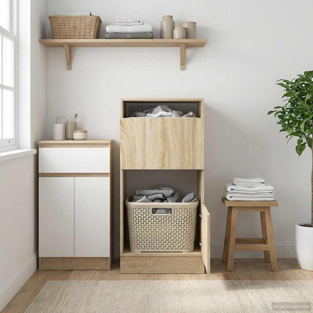 Wasmeubel met opslag Sonoma 50 x 68 x 102 cm Bewerkt hout is nu te koop bij PeponiXL, paradijselijk wonen!