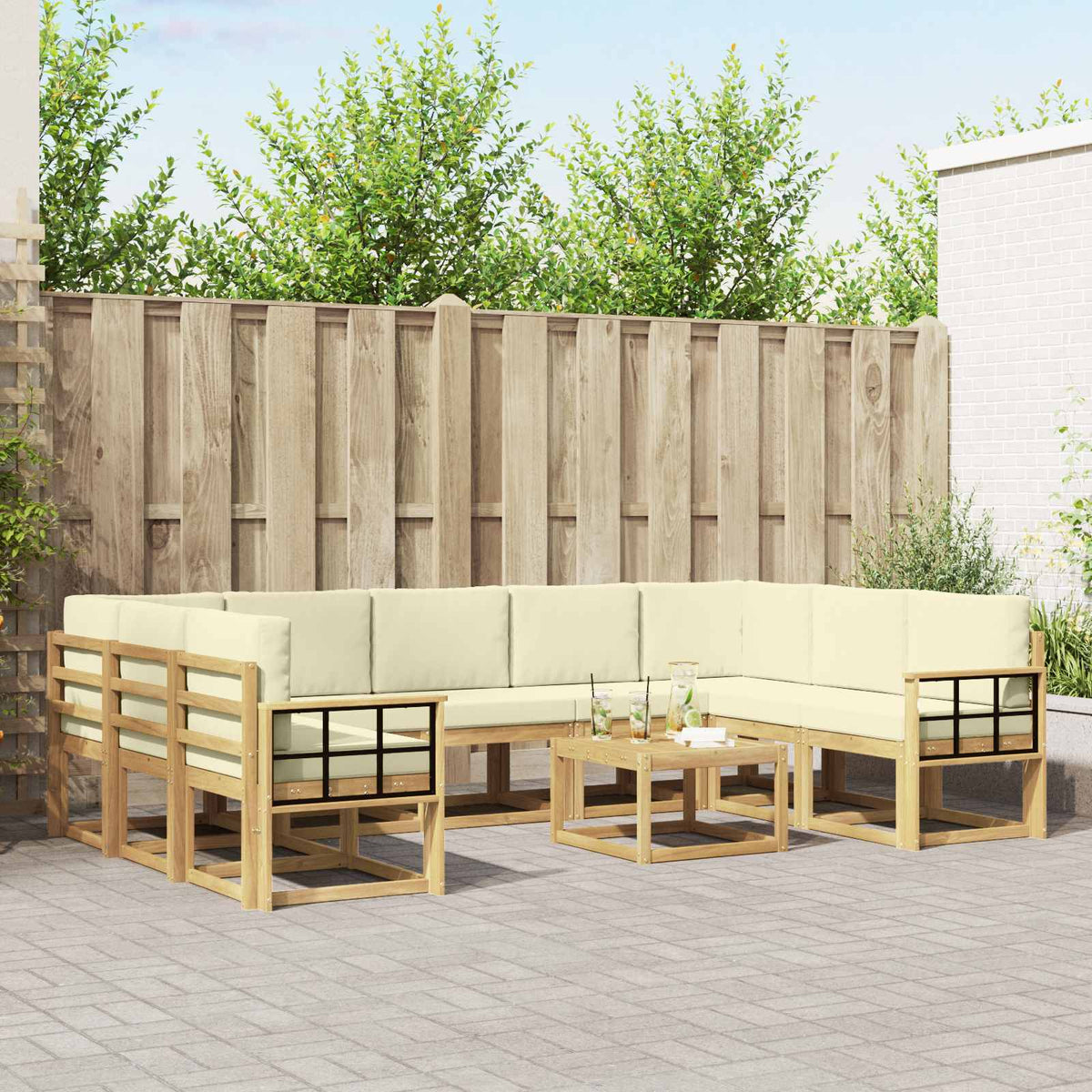 Buiten bankenset 10 pcs Wit en crèmekleurig 59 x 59 x 37 cm is nu te koop bij PeponiXL, paradijselijk wonen!