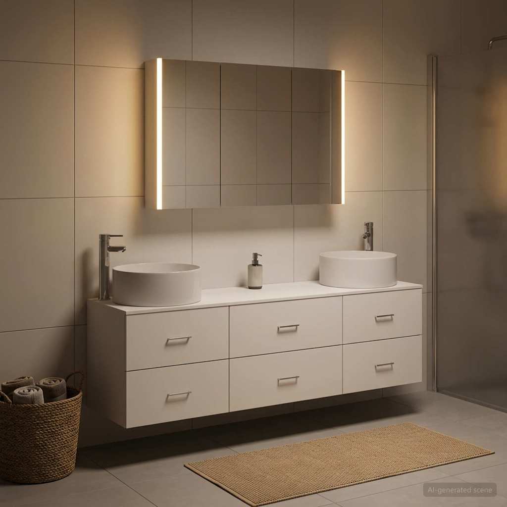 Badkamermeubelset 4 st Wit Bewerkt hout en glas is nu te koop bij PeponiXL, paradijselijk wonen!