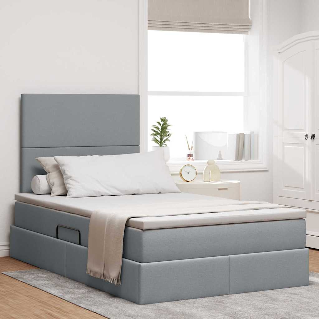 Opbergbed met LED met matras Lichtgrijs 120 x 190 cm Polyester is nu te koop bij PeponiXL, paradijselijk wonen!