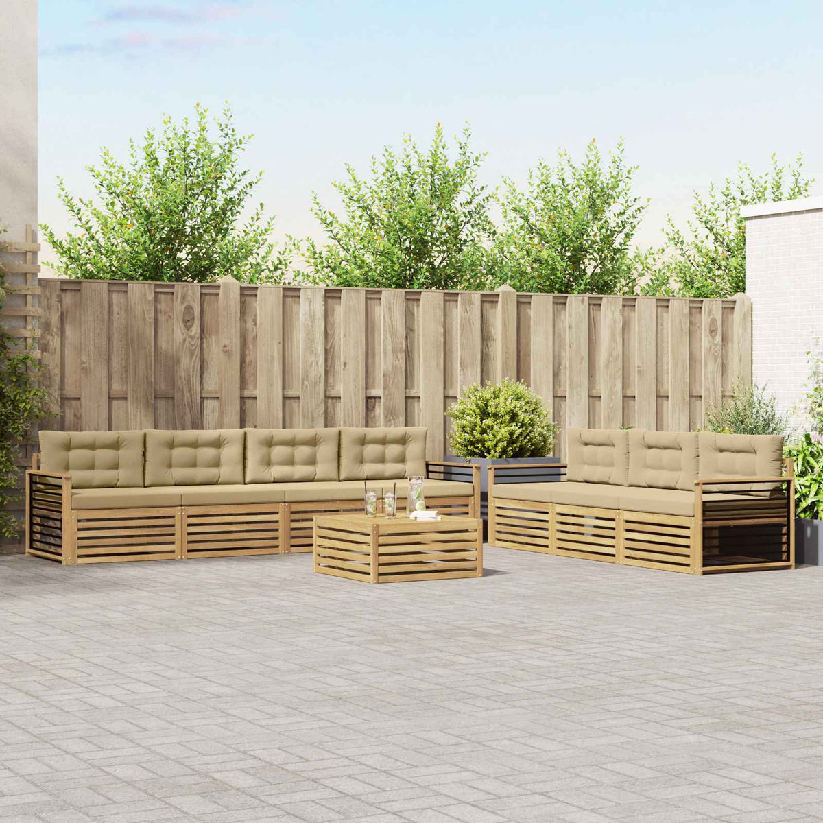 Buiten bankenset 8 pcs Wit en Beige 79 x 79 x 37 cm Polyester is nu te koop bij PeponiXL, paradijselijk wonen!