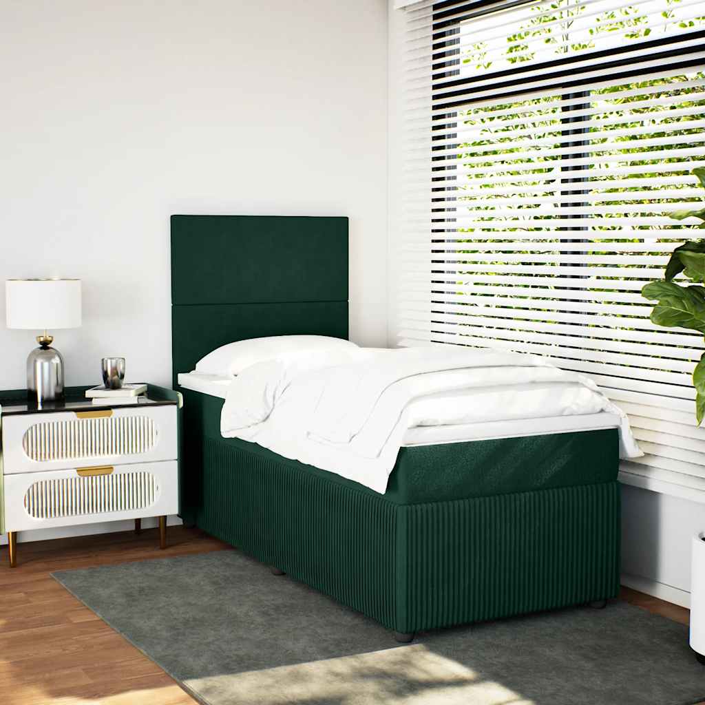 Boxspring met matras fluweel donkergroen 90x190 cm is nu te koop bij PeponiXL, paradijselijk wonen!