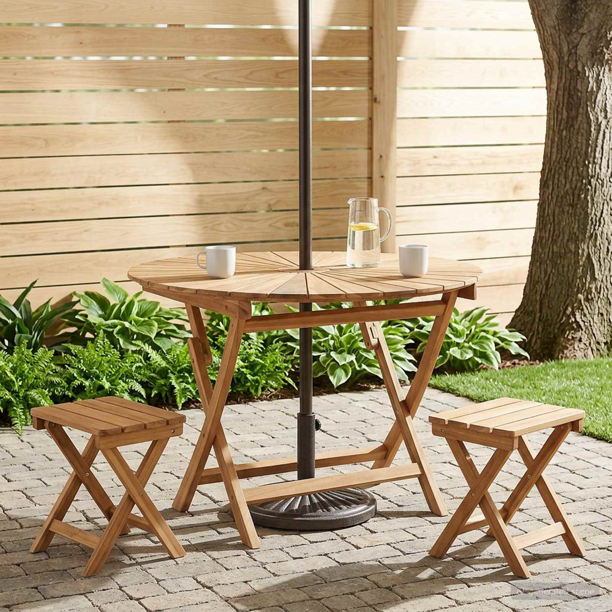 Vouw Tuin Tafel Naturel Ø 110 x 75 cm Massief Teakhout is nu te koop bij PeponiXL, paradijselijk wonen!