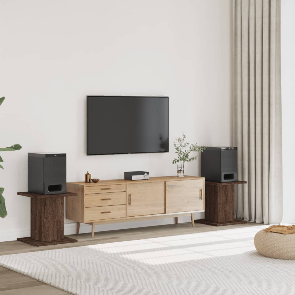 Speakerstandaards 2 st 30x30x40 cm bewerkt hout bruin eiken is nu te koop bij PeponiXL, paradijselijk wonen!