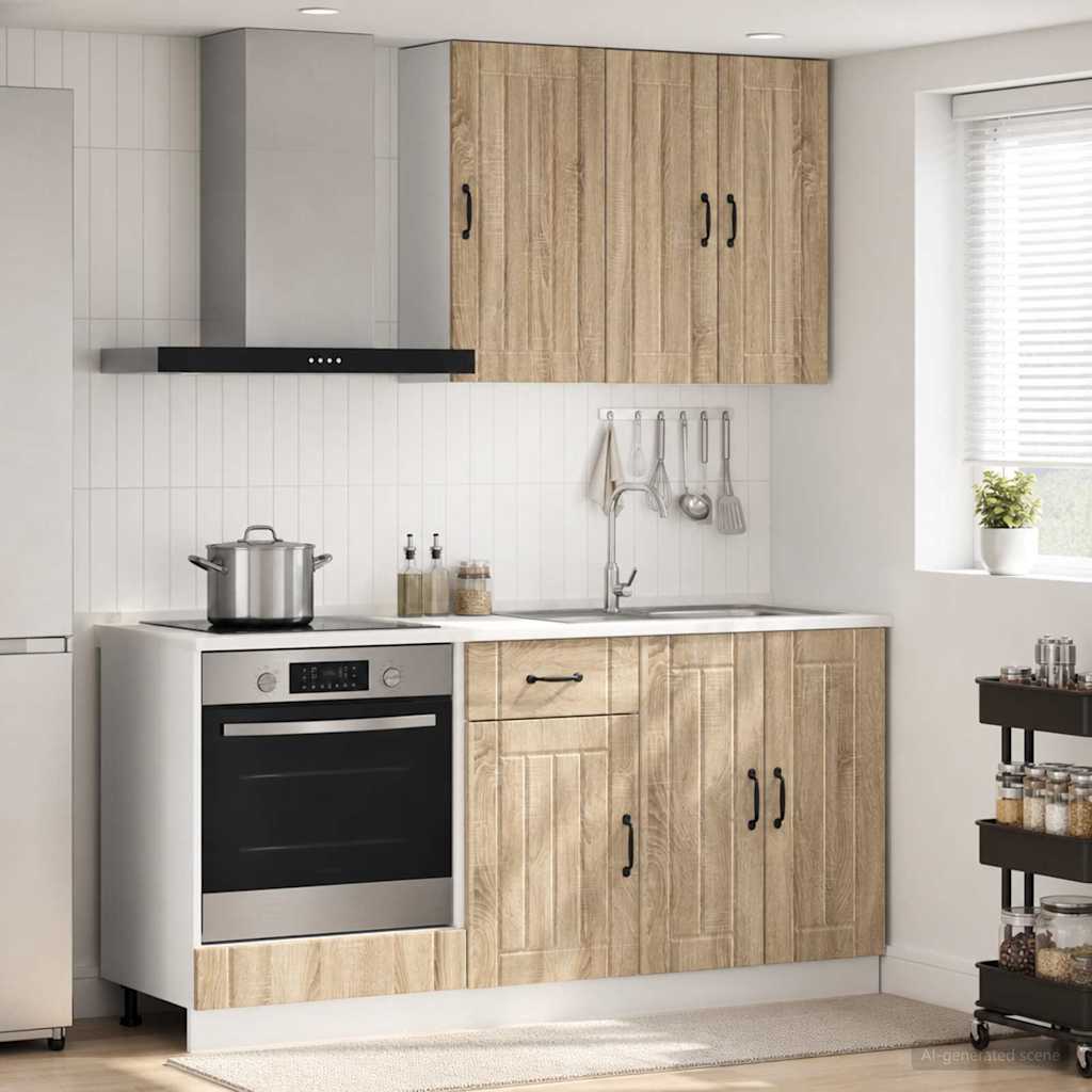 Keukenblok LUCCA 5 pcs Sonoma Eiken Bewerkt hout is nu te koop bij PeponiXL, paradijselijk wonen!