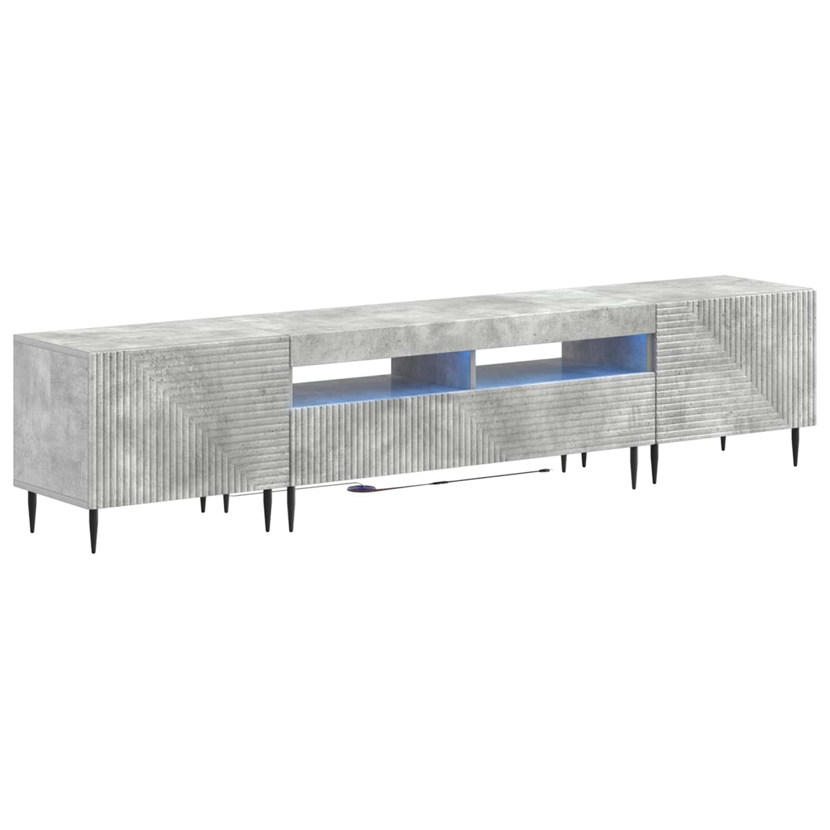 3-delige LED TV-kast Betongrijs Bewerkt hout is nu te koop bij PeponiXL, paradijselijk wonen!