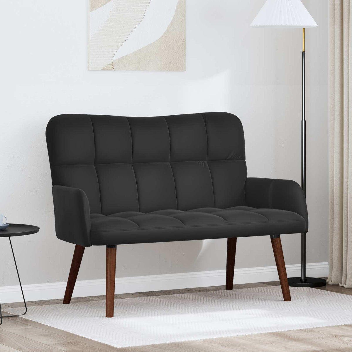 Twee Persoons Sofa Zwart 115 x 61 x 87 cm Fluweel is nu te koop bij PeponiXL, paradijselijk wonen!