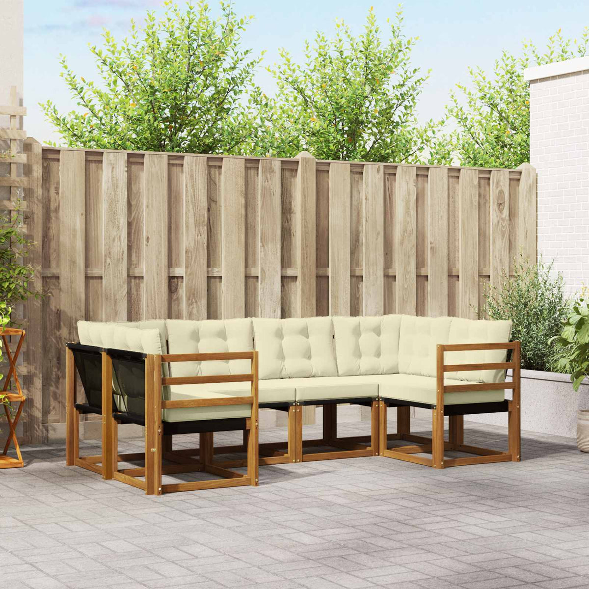 Buiten bankenset met kussen 6 pcs Natuurlijk en Crème is nu te koop bij PeponiXL, paradijselijk wonen!