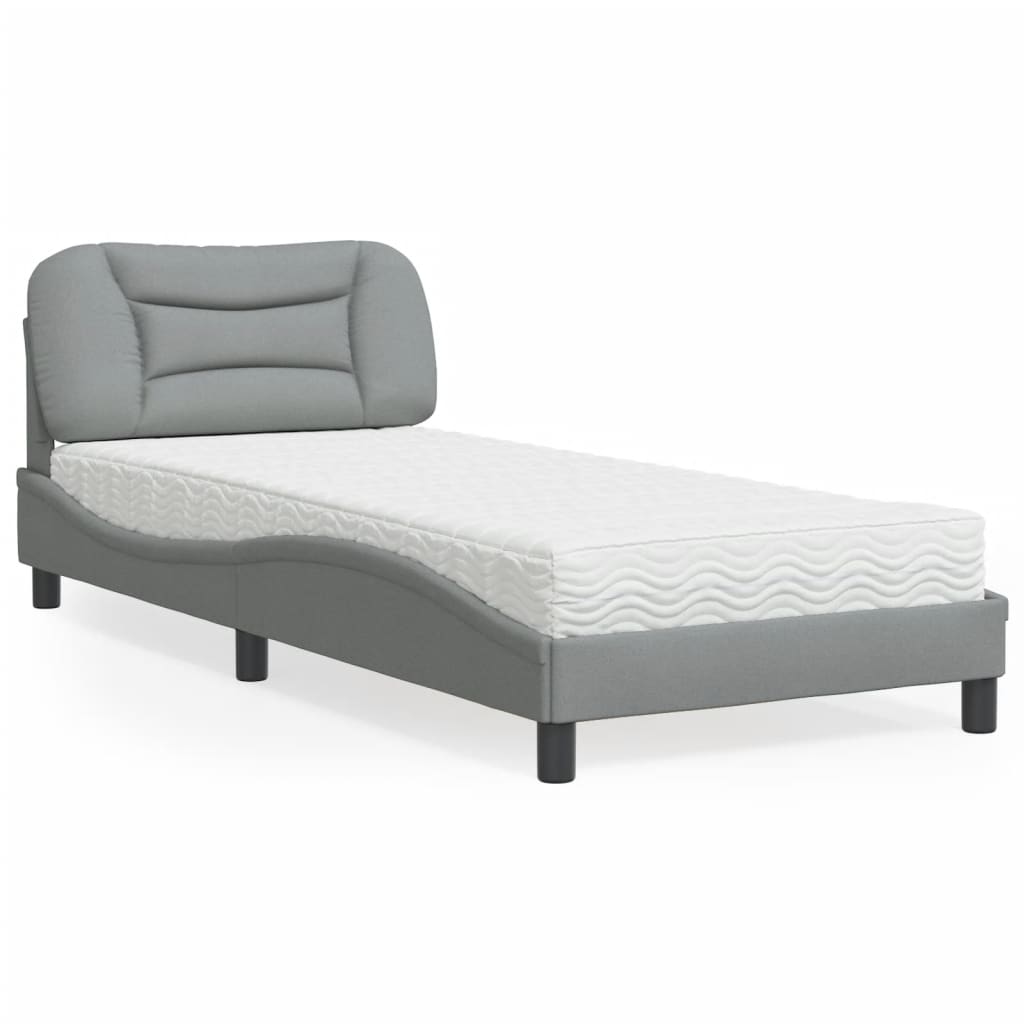 Bed met matras "Hvar" stof lichtgrijs 80x200 cm is nu te koop bij PeponiXL, paradijselijk wonen!