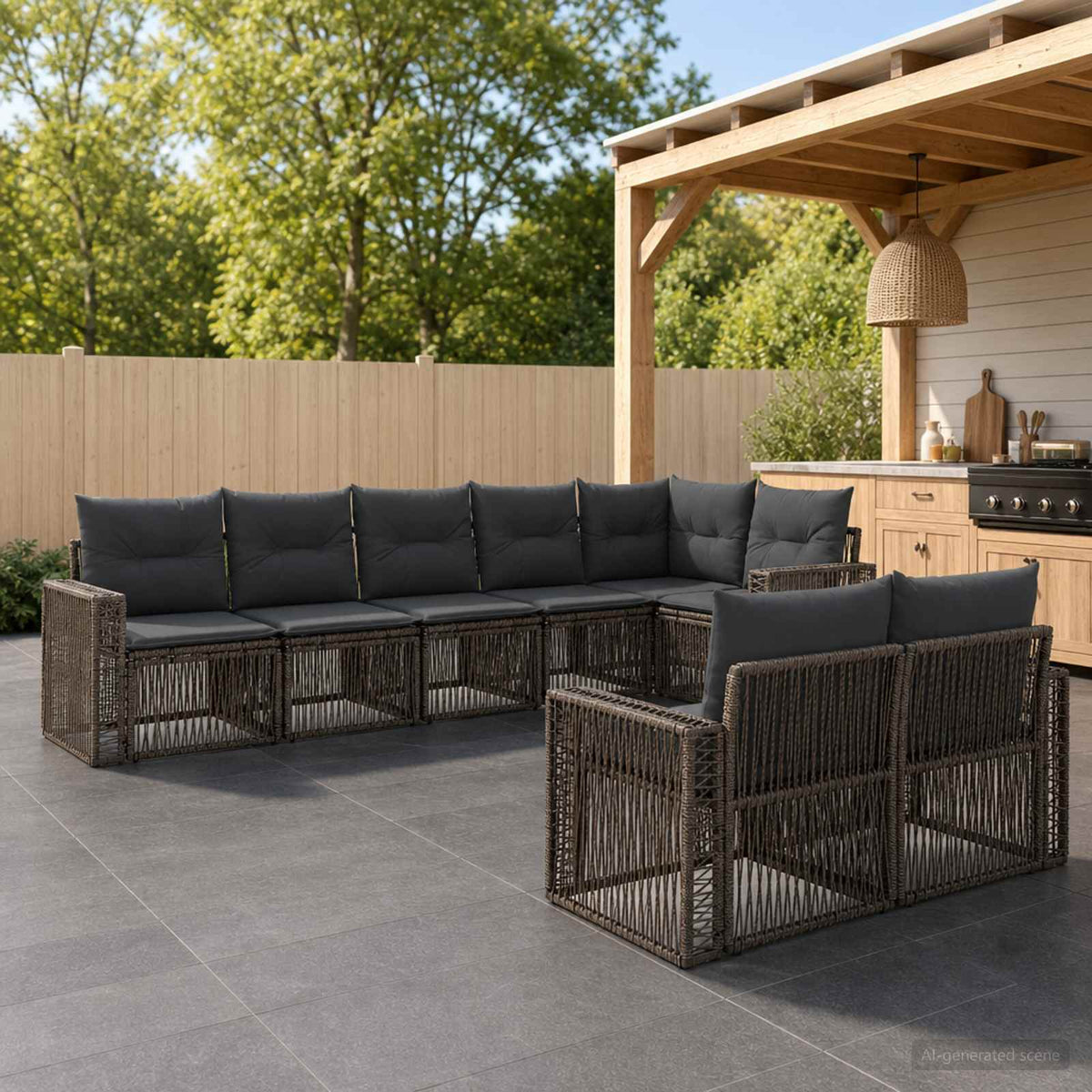Tuinbankenset 8 pcs Grijs en Donkergrijs poly rattan is nu te koop bij PeponiXL, paradijselijk wonen!