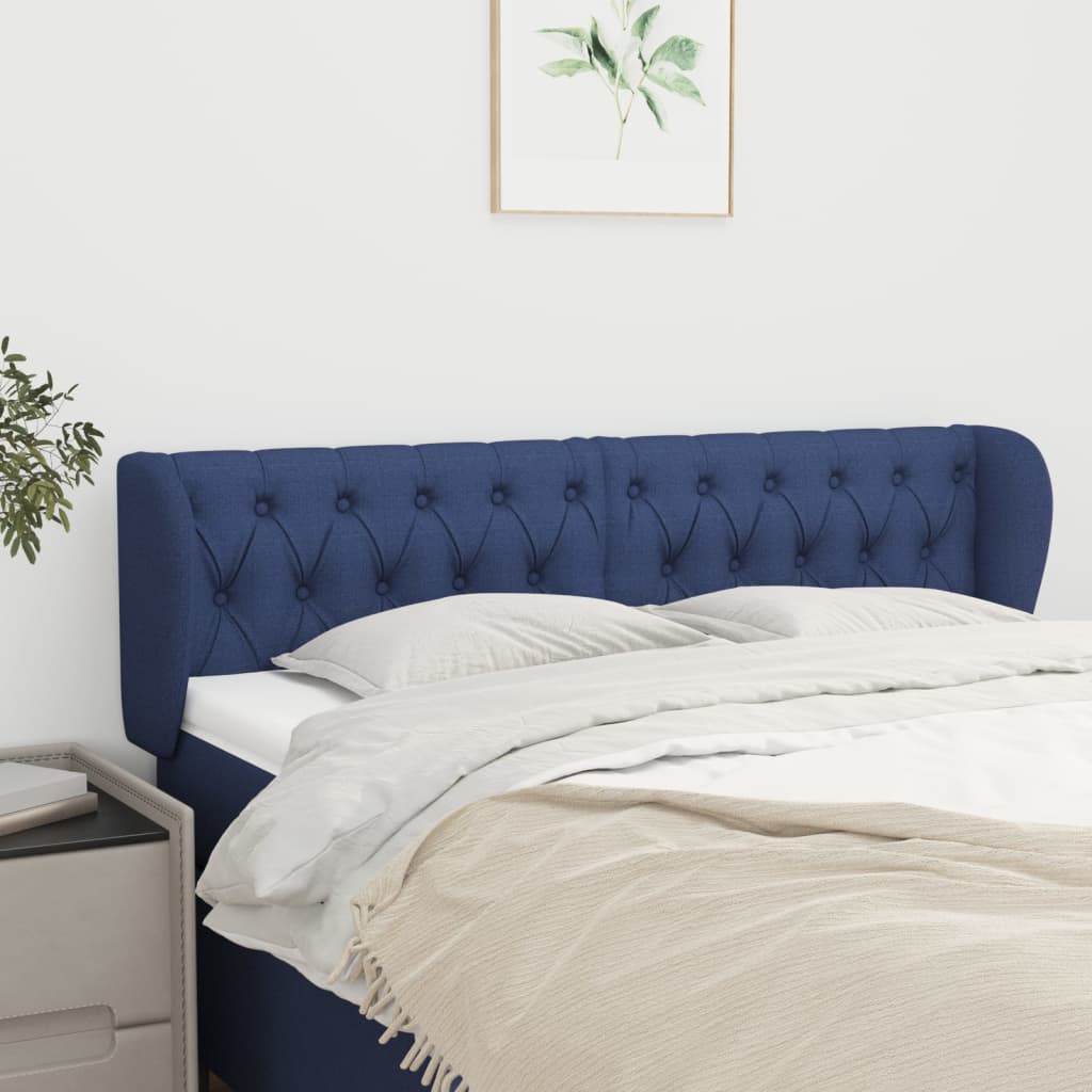 Hoofdbord met randen 147x23x78/88 cm stof blauw is nu te koop bij PeponiXL, paradijselijk wonen!