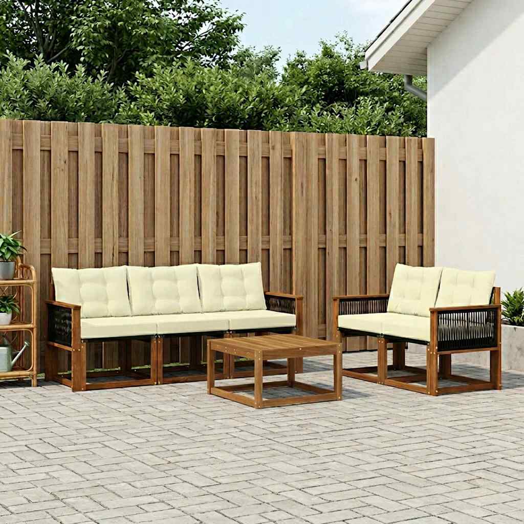Buiten bankenset met kussen 6 pcs Natuurlijk en Crème is nu te koop bij PeponiXL, paradijselijk wonen!