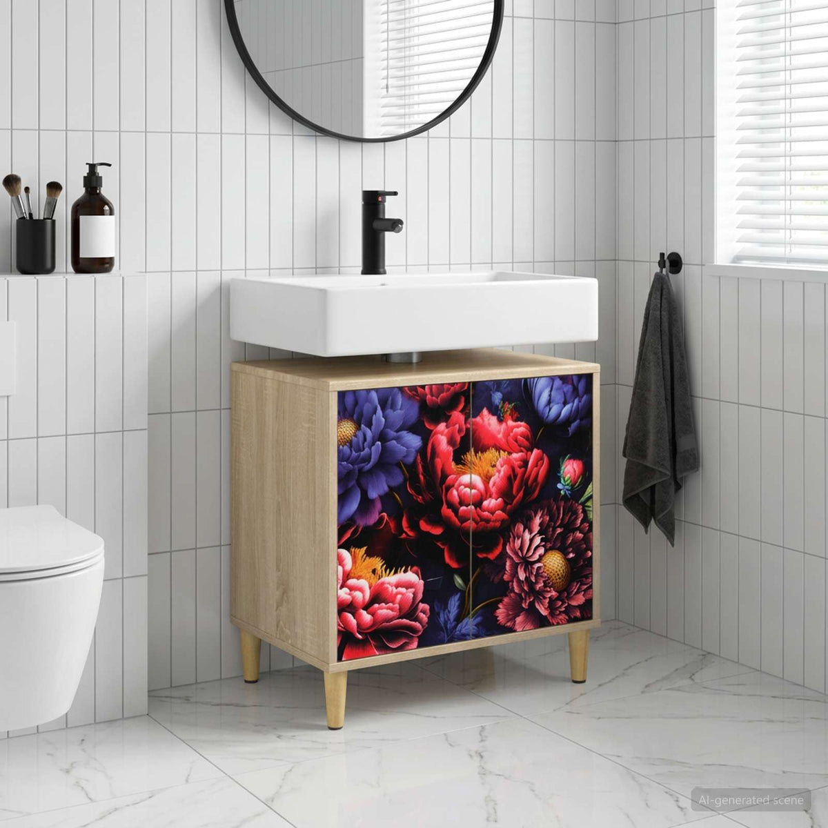 Badkamerkast KIEL Sonoma 60 x 40 x 60 cm Bewerkt hout is nu te koop bij PeponiXL, paradijselijk wonen!
