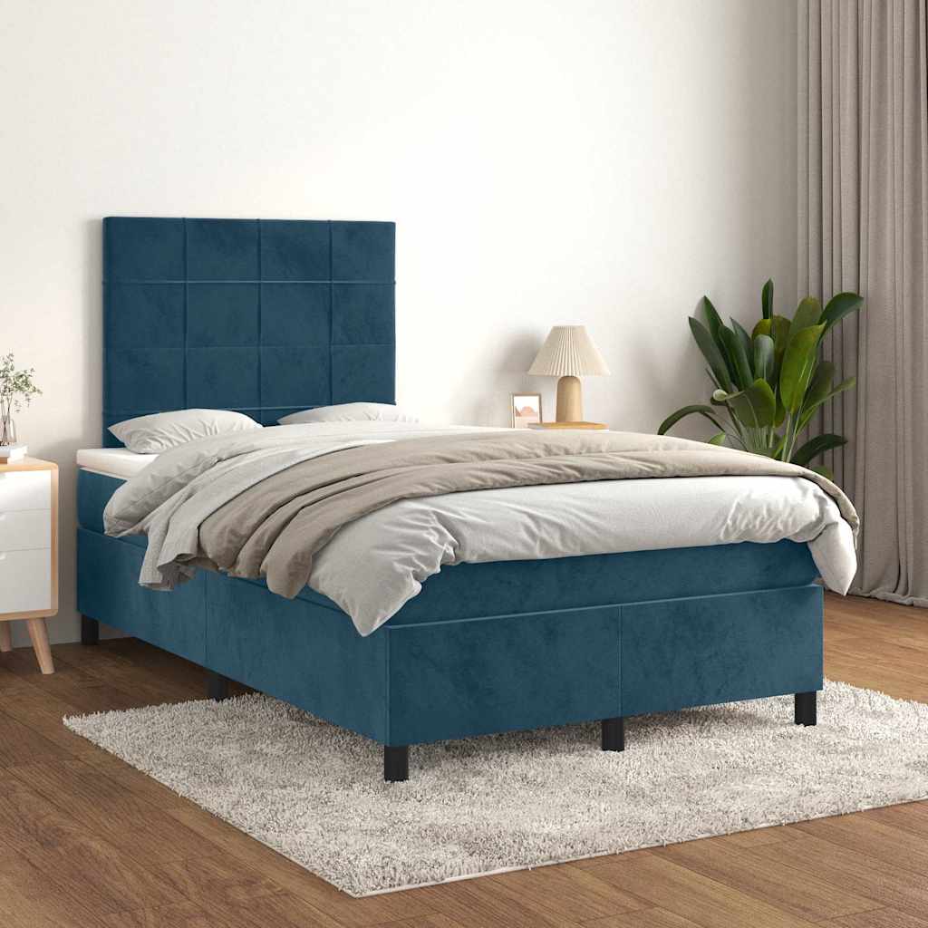 Boxspring met matras fluweel donkerblauw 120x190 cm is nu te koop bij PeponiXL, paradijselijk wonen!