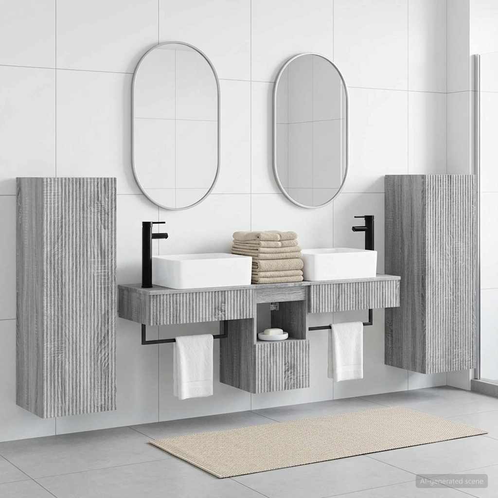 Badkamermeubelset 5 st Grijs Sonoma 33 x 34,5 x 100 cm is nu te koop bij PeponiXL, paradijselijk wonen!