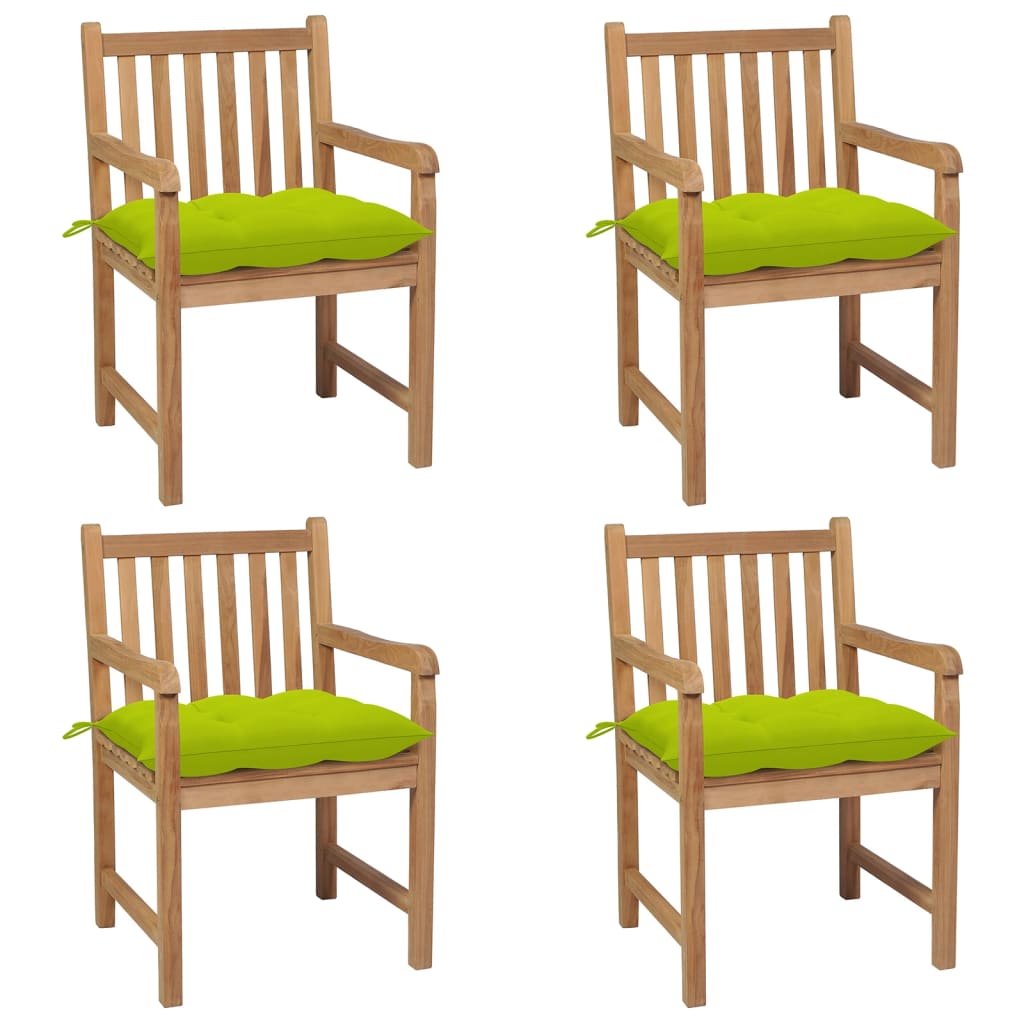 Tuinstoelen 4 st met heldergroene kussens massief teakhout is nu te koop bij PeponiXL, paradijselijk wonen!