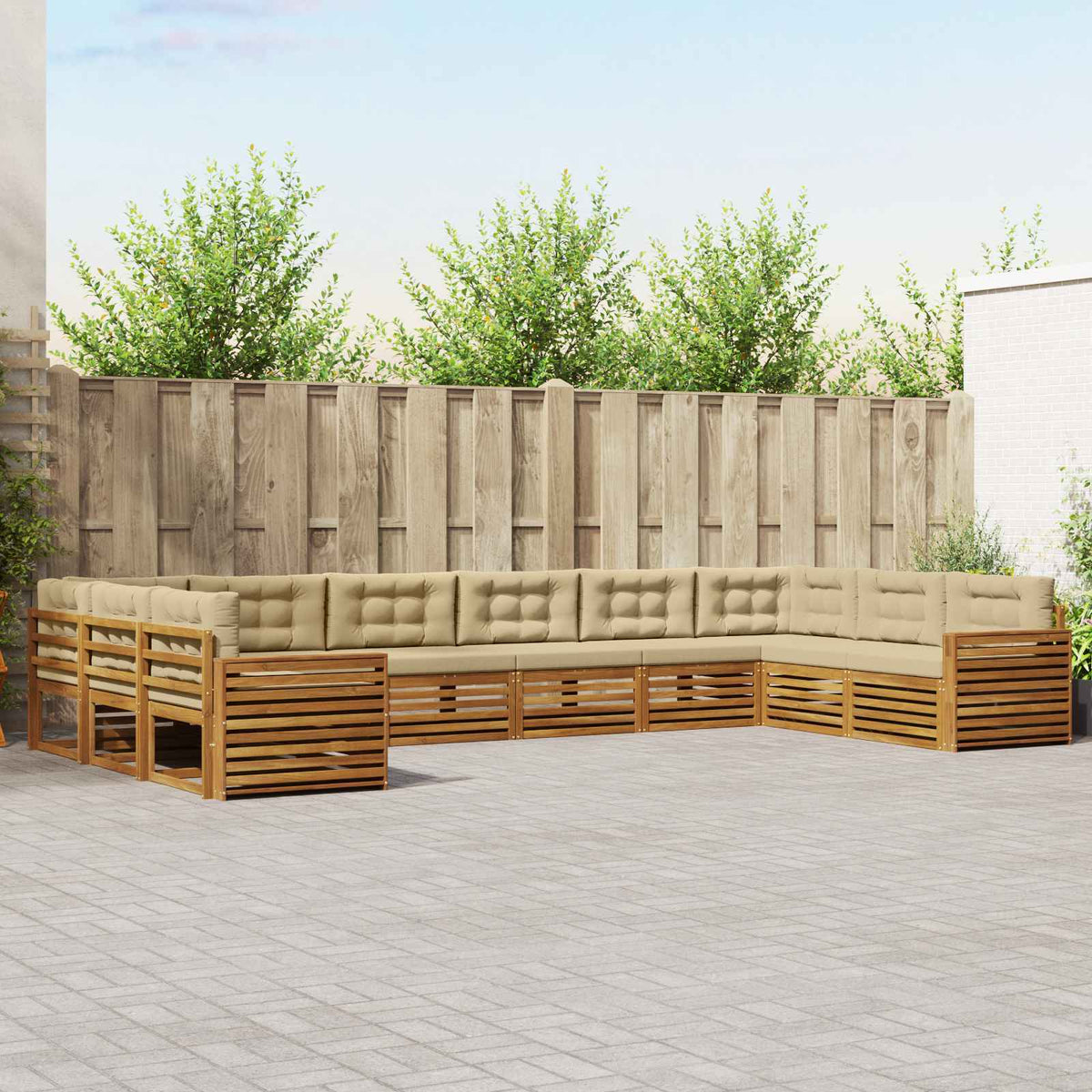 Sofa-Sets 7 pcs Natuurlijk en Beige Massief Acaciahout is nu te koop bij PeponiXL, paradijselijk wonen!