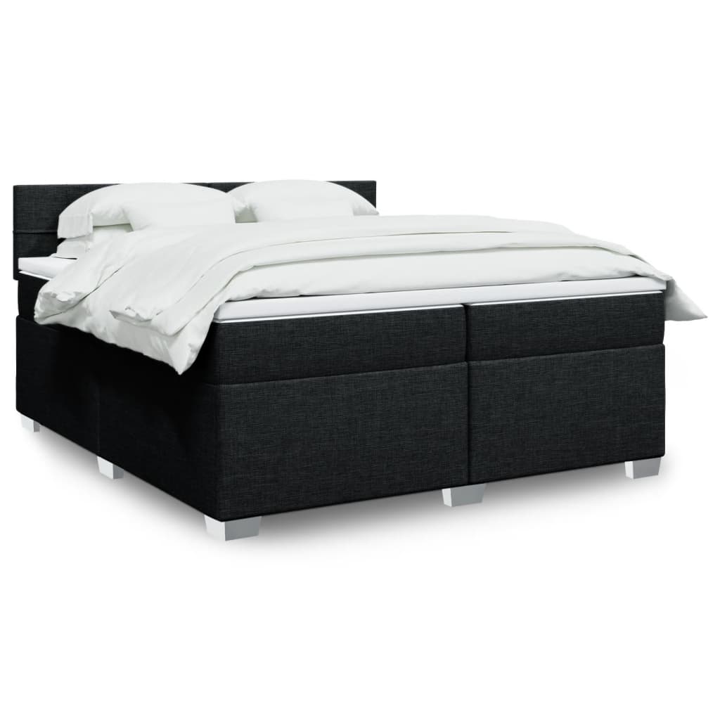 Boxspring met matras stof zwart 200x200 cm is nu te koop bij PeponiXL, paradijselijk wonen!