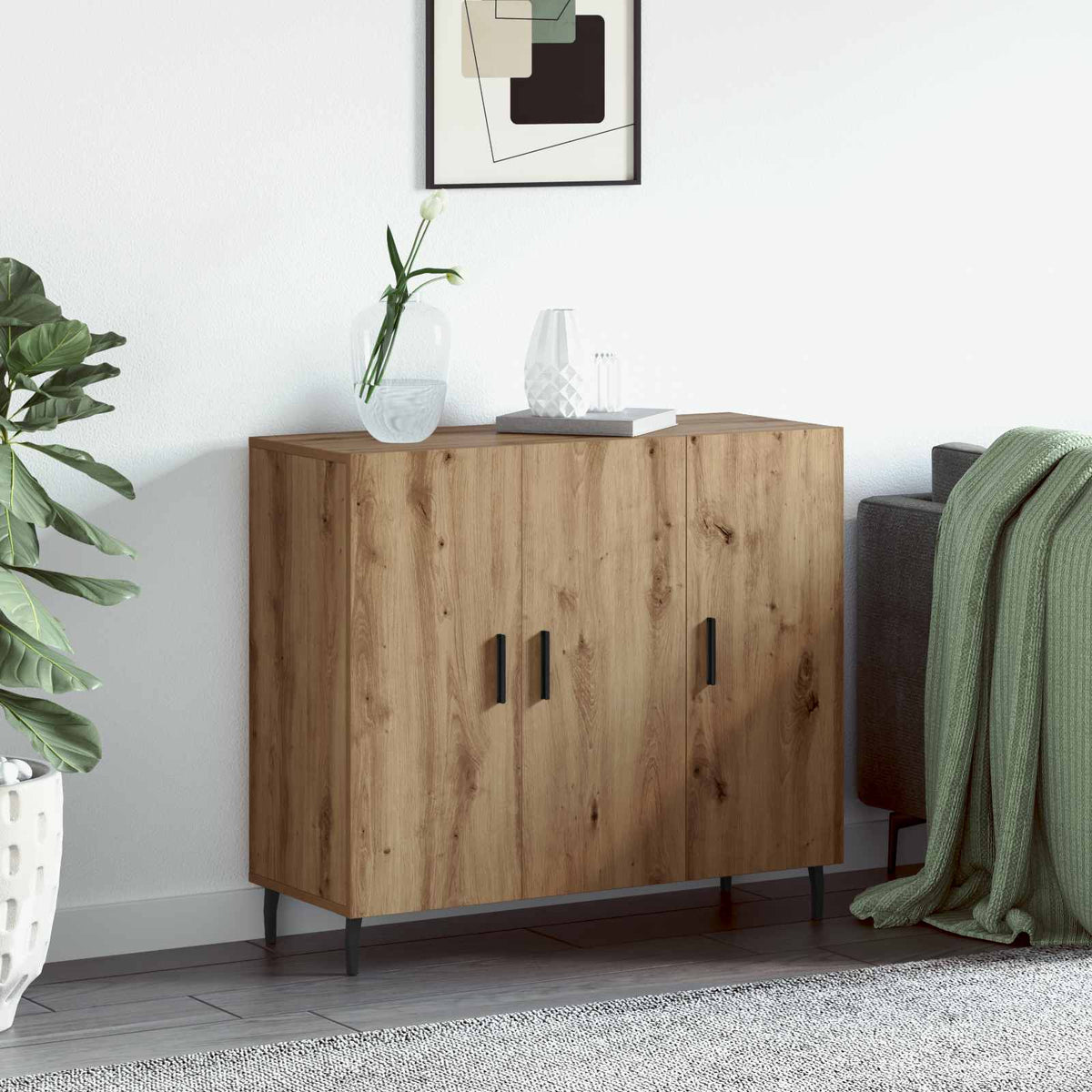 Dressoir Artisan Eiken 90 x 34 x 80 cm Bewerkt hout is nu te koop bij PeponiXL, paradijselijk wonen!