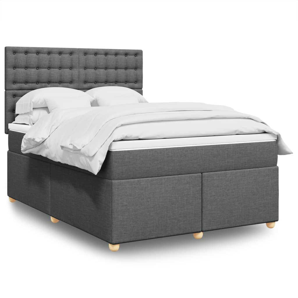Boxspring met matras stof donkergrijs 140x200 cm is nu te koop bij PeponiXL, paradijselijk wonen!
