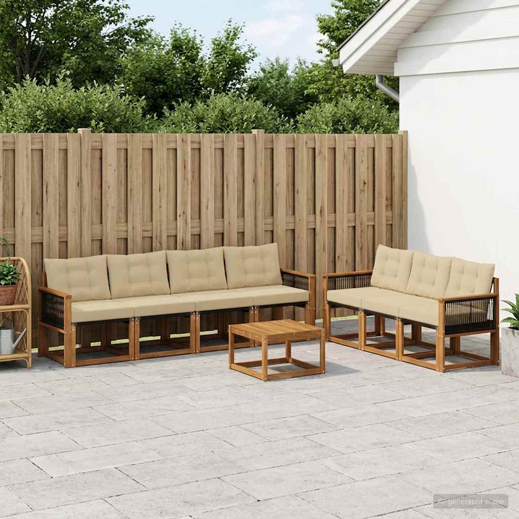 Buiten bankenset met kussen 8 pcs Natuurlijk en Beige is nu te koop bij PeponiXL, paradijselijk wonen!