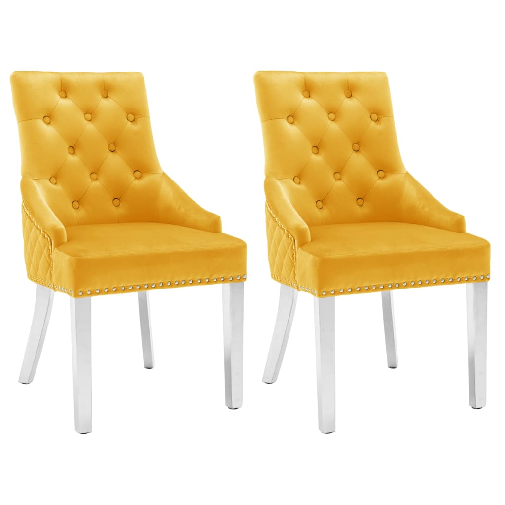 Eetkamerstoelen 2 st fluweel geel is nu te koop bij PeponiXL, paradijselijk wonen!