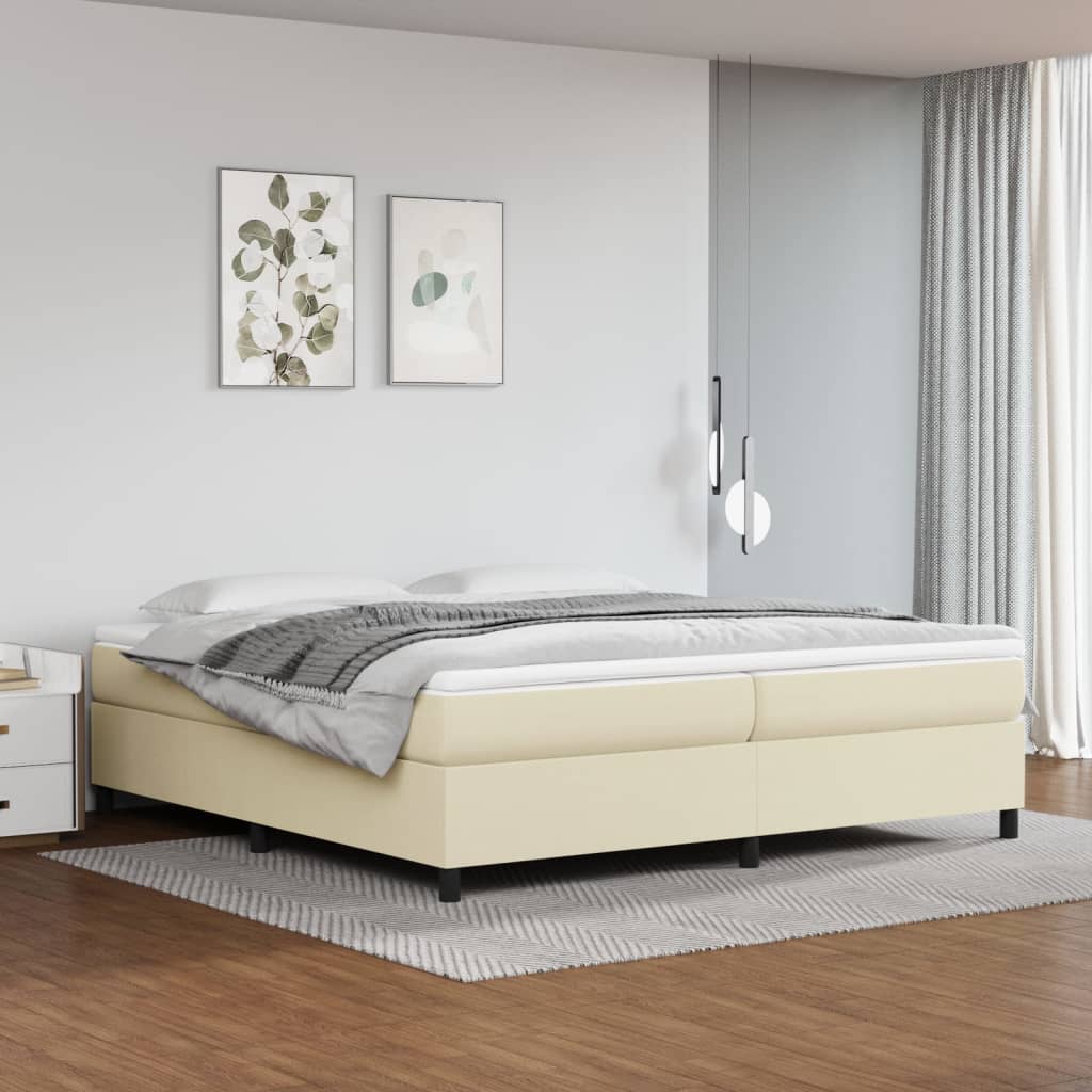 Boxspring met matras kunstleer crèmekleurig 200x200 cm is nu te koop bij PeponiXL, paradijselijk wonen!