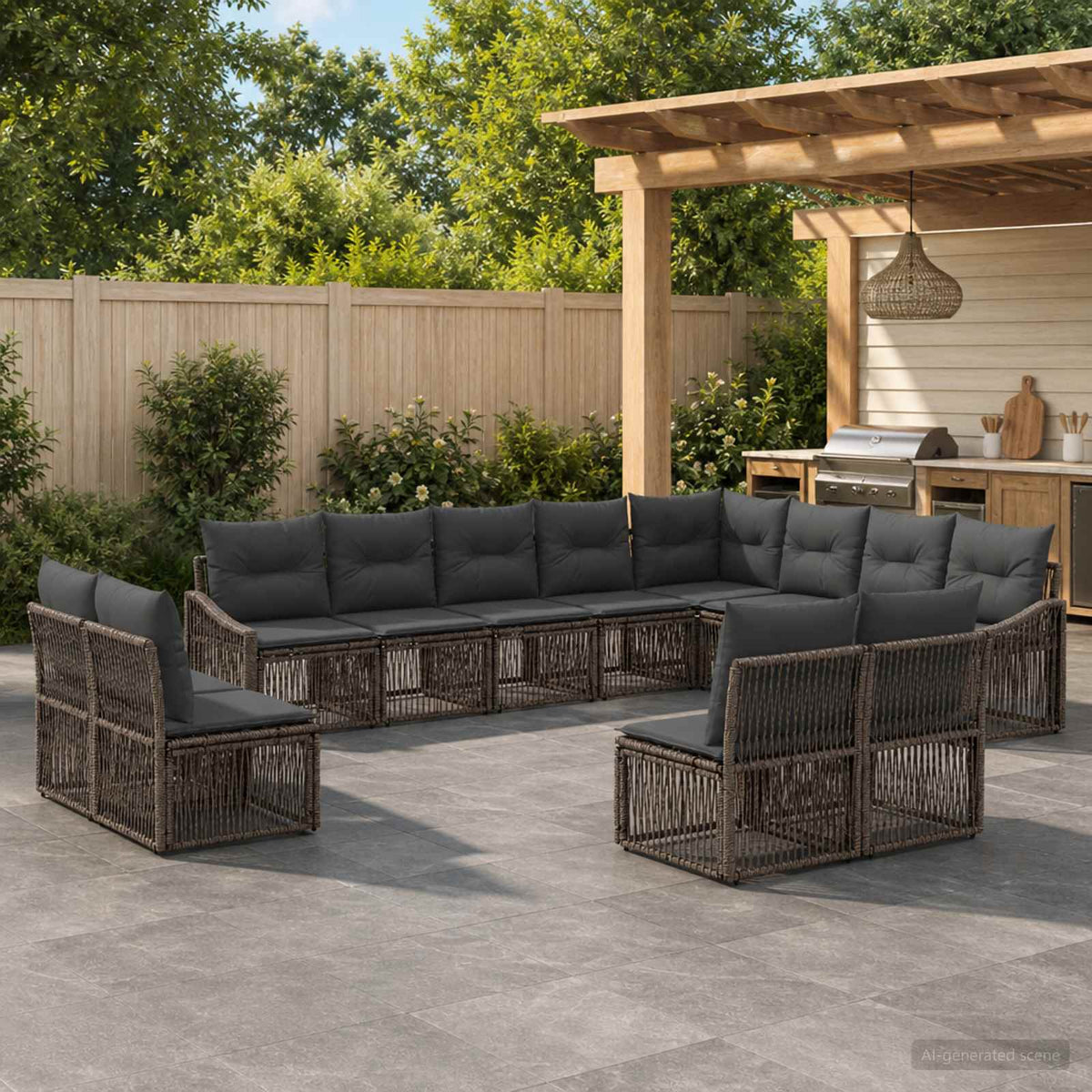 Tuinbankenset 12 pcs Grijs poly rattan is nu te koop bij PeponiXL, paradijselijk wonen!